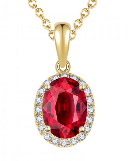 OVAL COLORED STONE DIAMOND PENDANT (VP294)